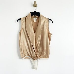 Flawed Vintage Cache Satin Bodysuit Size 2